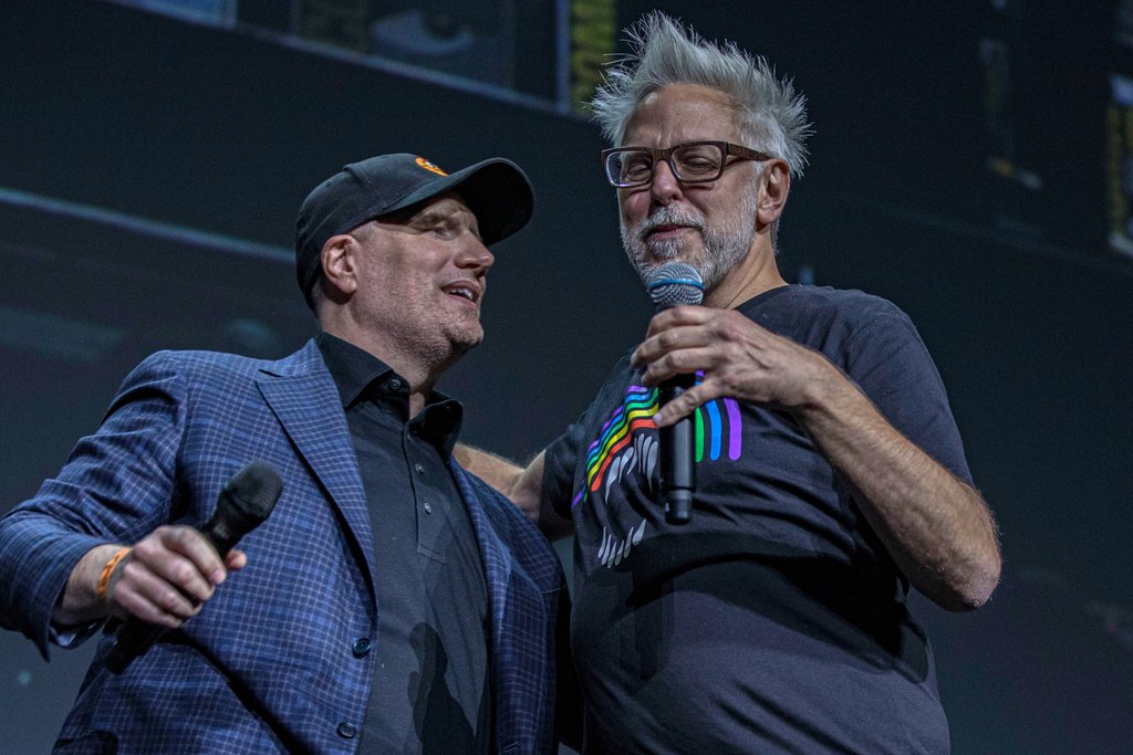 Kevin Feige (li.) und James Gunn arbeiteten schon eng für Marvel zusammen, nun sind sie Konkurrenten. / Source: getty/[EXTRACTED]: Daniel Knighton/Getty Images