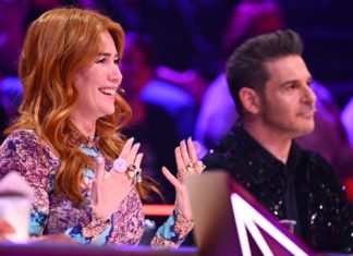 “The Masked Singer”: Die absurdesten Tipps des Rateteams Palina Rojinski und Rick Kavanian bilden in der zehnten Staffel von "The Masked Singer" den harten Kern des Rateteams. Zusätzlich durfte in jeder Ausgabe ein prominenter Gast miträtseln. / Source: ProSieben/Willi Weber