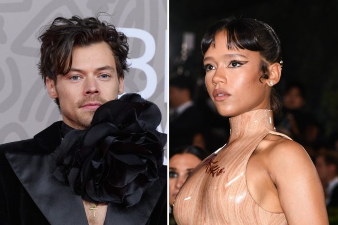 Sollen getrennt sein: Harry Styles (links, bei den Brit Awards 2023) und Taylor Russell (rechts, bei der Met Gala 2024). / Source: ddp