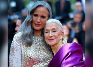 Andie MacDowell und Helen Mirren: Glamour-Auftritt in Cannes Sie stehen zu ihrem Alter: Andie MacDowell und Helen Mirren zeigen auf dem roten Teppich graue Haare im Doppelpack. / Source: IMAGO/ABACAPRESS