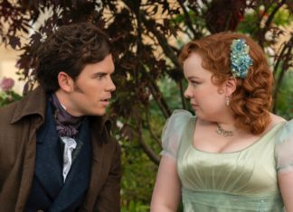 “Bridgerton” bleibt auf Erfolgskurs Die ganze Streamingwelt fiebert mit Luke Newton als Colin Bridgerton und Nicola Coughlan als Penelope Featherington. / Source: © 2024 Netflix, Inc.