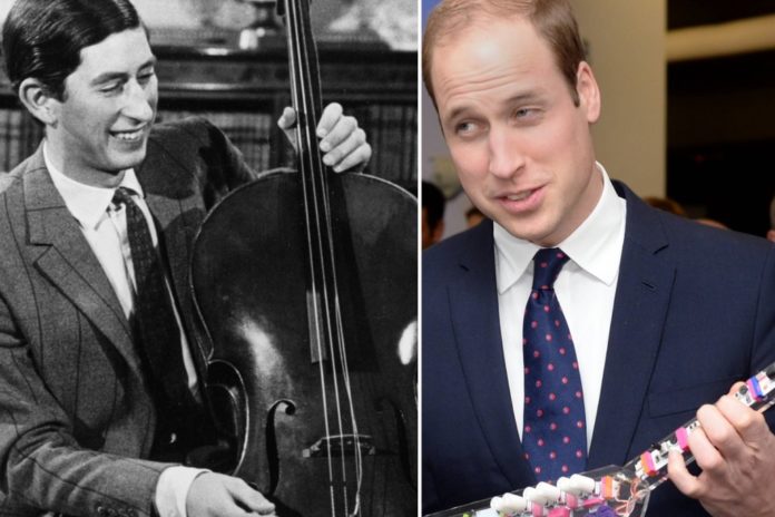 König Charles III. trat früher mit seinem Cello auf, sein Sohn William griff 2014 bei einem Termin gekonnt zu einer Gitarre. / Source: imago/ZUMA/Keystone / imago images/Parsons Media