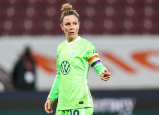 Svenja Huth: “Deutschland hat sich zum EM-Favoriten gemausert” Svenja Huth spielt aktuell bei Bundesligist VfL Wolfsburg / Source: VfL Wolfsburg/Svenja Huth