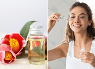 Tsubaki-Öl für die Haut? Das kann der Beauty-Trend aus Japan Tsubaki-Öl spendet der Haut jede Menge Feuchtigkeit. / Source: pullia/Shutterstock.com / Prostock-studio/Shutterstock.com
