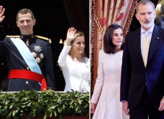 Thronjubiläum in Spanien: Auf Felipe und Letizia wartet viel Arbeit Am 19. Juni 2014 erfolgte die Proklamation von König Felipe und Königin Letizia, die sich auf dem Schlossbalkon in Madrid zeigten (l.). Heute steht das Königspaar mehr denn je unter Beobachtung - jeder Schritt, jede Geste wird von der spanischen Presse aufmerksam analysiert. / Source: OSCAR GONZALEZ FUENTES/Shutterstock.com / Marta Fernandez Jimenez/Shutterstock.com