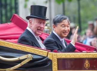 Staatsbesuch: König Charles III. empfängt Japans Kaiser Naruhito König Charles III. (l.) und Kaiser Naruhito am 25. Juni in London. / Source: imago images/ZUMA Press Wire