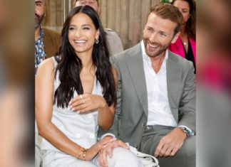 Pärchendebüt: Christian Düren überlässt Amira Pocher das Rampenlicht Amira Pocher und Christian Düren auf der Fashion Show von Marc Cain in Potsdam. / Source: Franziska Krug/Getty Images für Marc Cain